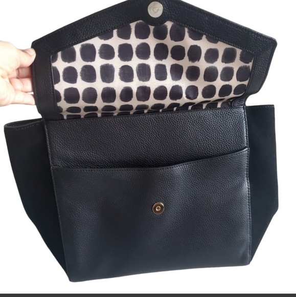 Kate Spade | Spencer Court Archie Leather Suede Totate Bag Purse - Black - Picture 7 of 13